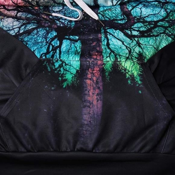 3D Novelty Hoodie Graphic Print Colorful Tree Pullover Sweatshirt - Picture 2 of 6